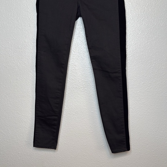 Madewell Women's 9" High Rise Black Skinny Velvet Tuxedo Stripe Pants Size 27 - Picture 3 of 7